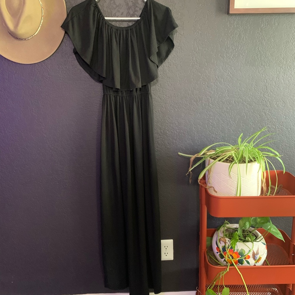 Black off the shoulder maxi dress